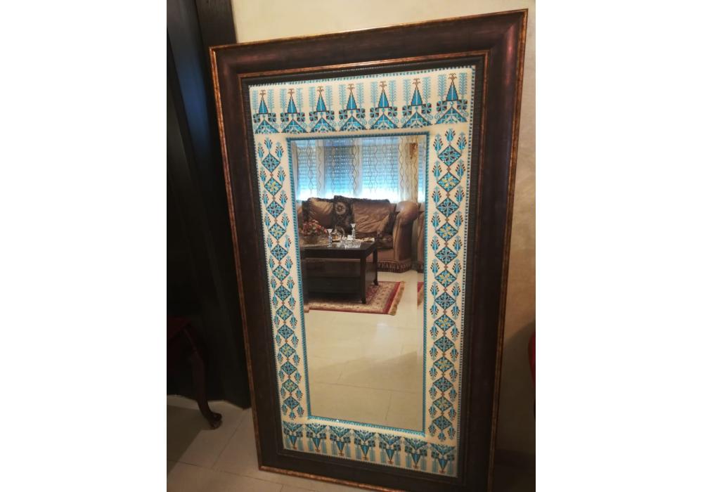 Embroidered Wooden Mirror Amazing combination of brown & Green